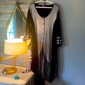 Super eclectic ladies dress/ over lay with stripes and polka dots!!!